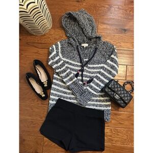 White+Warren Speckled Striped Hooded Sweater Size M